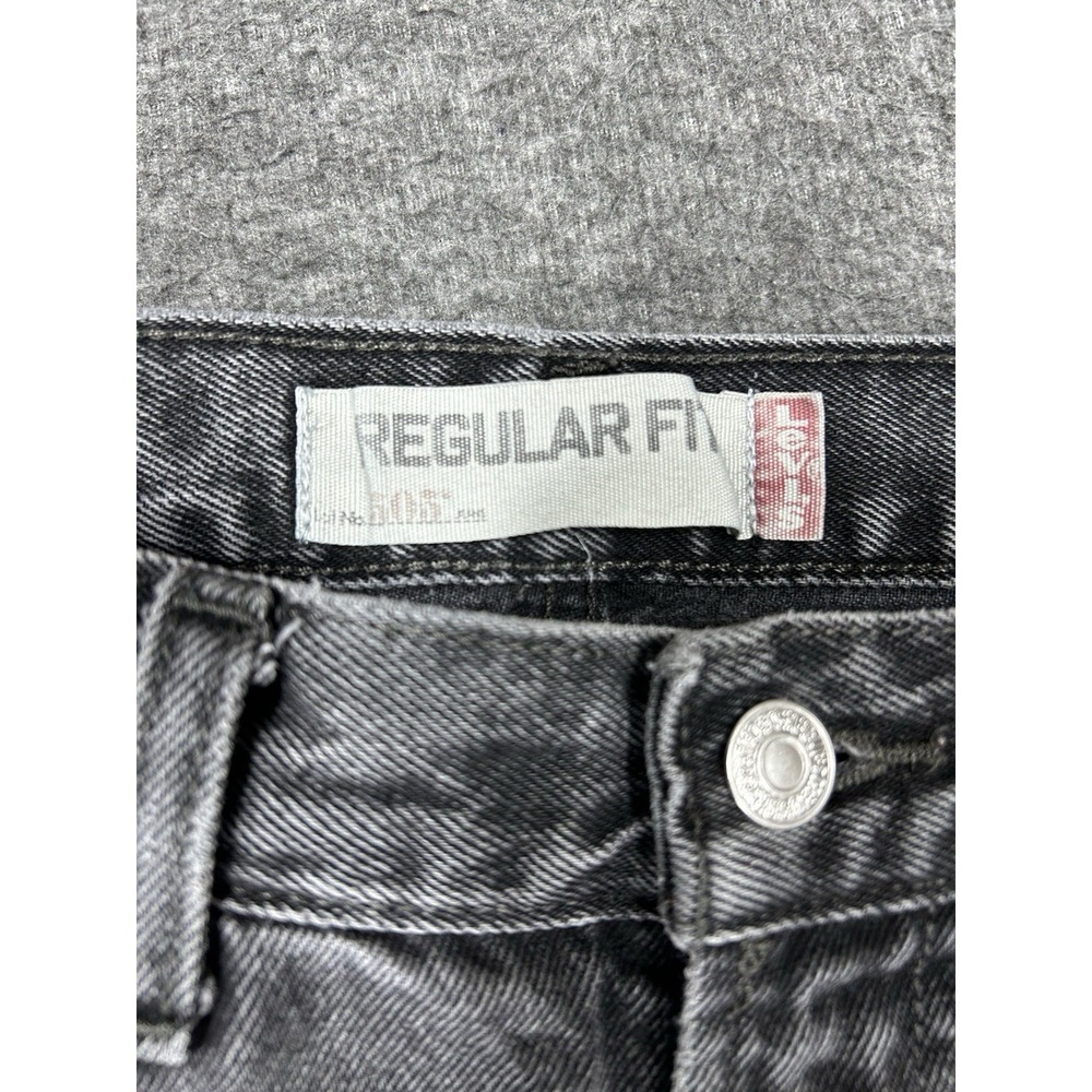 Levis 505 Regular Fit Jeans Mens 32x34 (fits 30x32) Black Denim Straight Leg Y2K - Picture 4 of 13